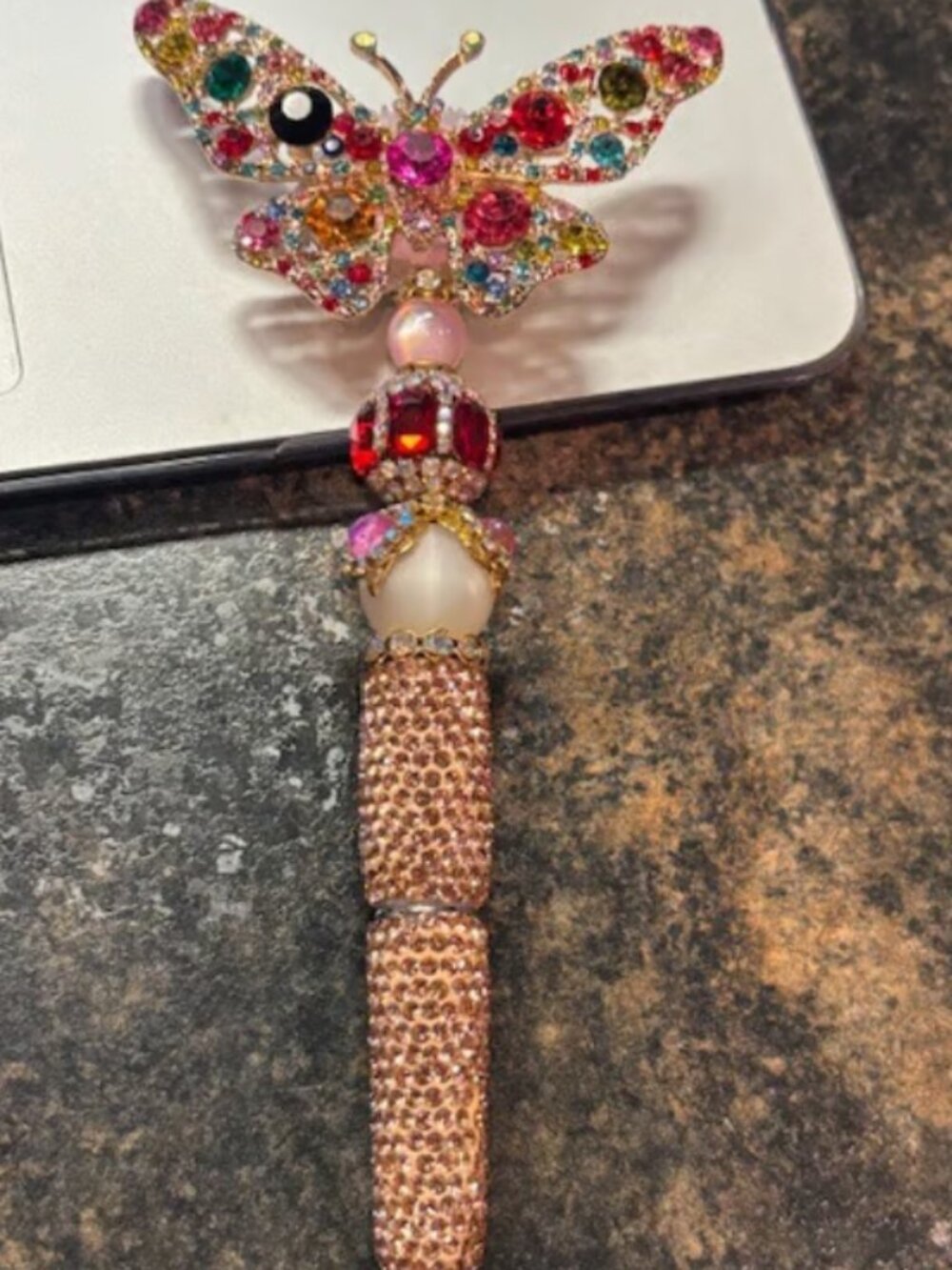 Butterfly Beaded Glitter Fancy Pen